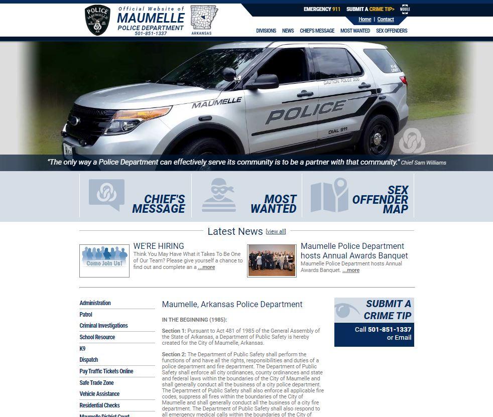 Maumelle AR Police Dept website