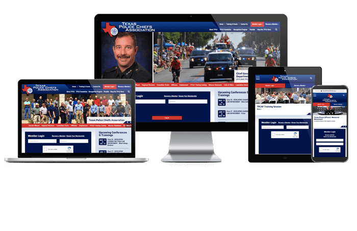 Showcase of Texas Police Chiefs Association website on different screen sizes.
