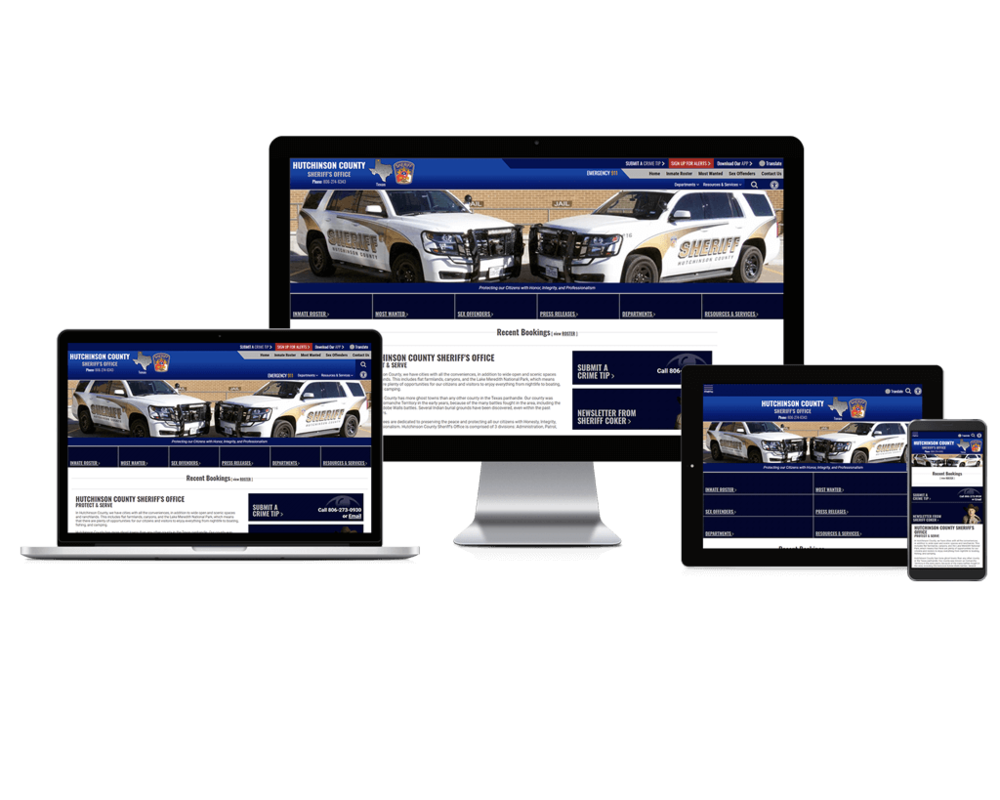 Hutchinson County Sheriff Office website screen mockups