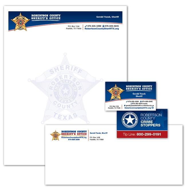 Business Cards and Stationery example for Robertson County TX Sheriff's Office