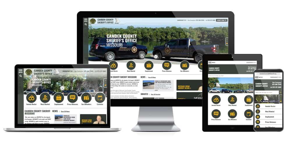 Showcase of Camden County, Missouri Sheriffs' website on different screen sizes.