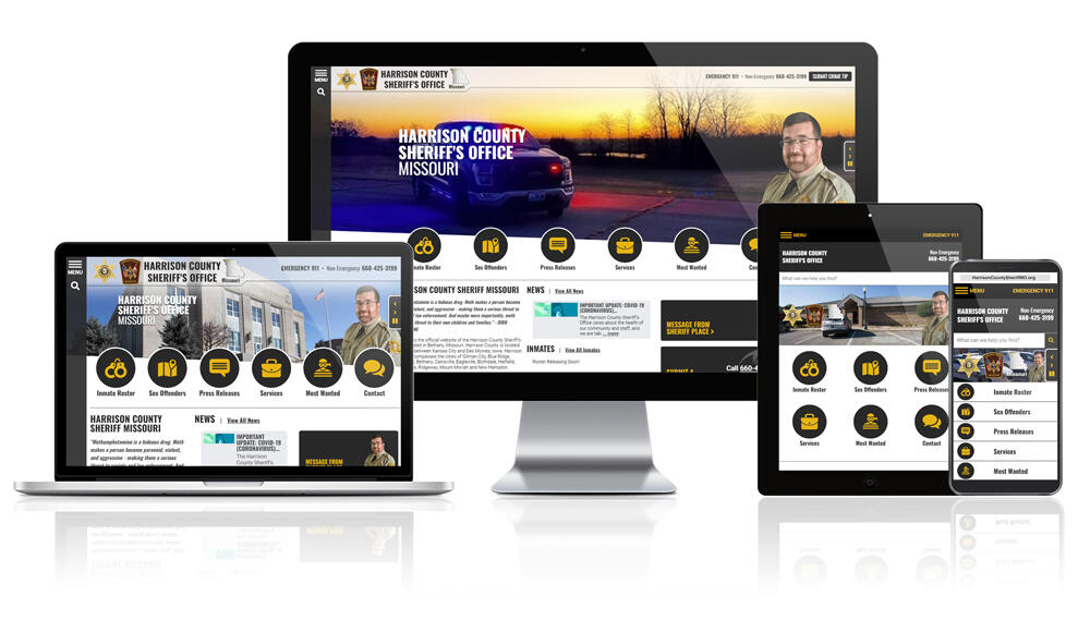 Harrison County Sheriff website featured on different viewing devices.