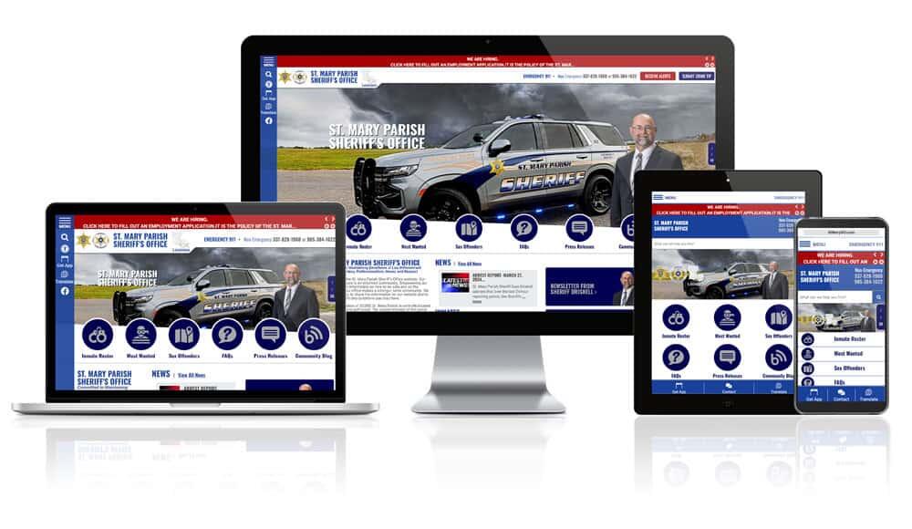 Showcase of St. Mary Parish Sheriff, Louisiana website on different screen sizes.