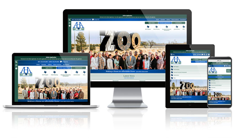 Abilene Housing Authority website screen mockups
